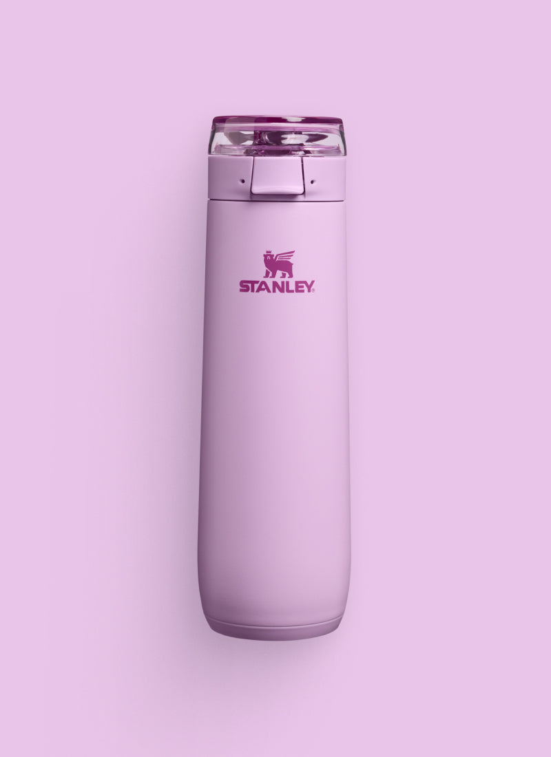 Soft Orchid bottle on a pink background